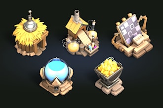 create isometric stylized cartoon building for your game