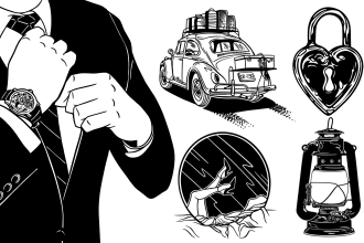 create silhouette vector black white line art  illustration