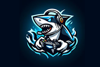 creative shark esport mascot logo design for you with unlimited revision