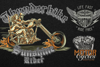 design vintage retro illustration for motorcycle t shirt
