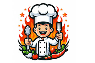 make modern master chef mascot logo design for your restaurant