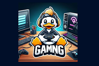 make unique duck gaming mascot logo design for your company