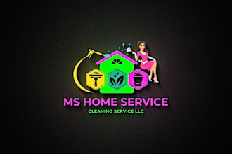 design clean house, janitorial or commercial cleaning service logo