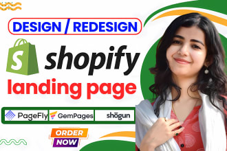 design shopify ecommerce website or landing page with pagefly, gempages, shogun