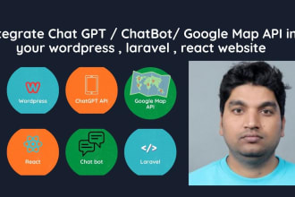 integrate chat gpt API google map API chatbot with wordpress laravel react