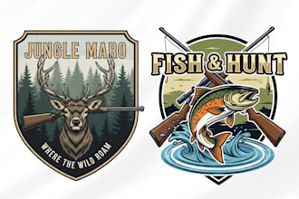 do logo for hunting, fishing, outdoor, camping, adventure, hiking, travel, anima