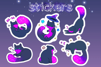 draw you cute anime chibi character or animal stickers