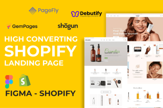 design a custom shopify landing page, product page with pagefly, gempages, replo