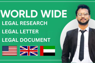 do legal research, review or draft legal letter and legal document UK USA canada