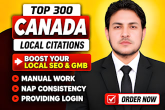do 300 canada local citations for business listing and seo