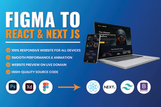 convert figma to react or psd to react next js with tailwind CSS