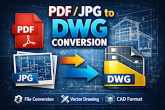 professionally convert your PDF, jpeg or sketch to autocad