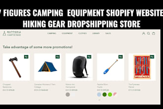 design camping equipment website hiking gear shopify website dropshipping store