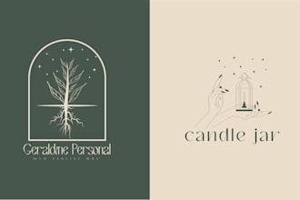do minimal hand drawn botanical boho feminine floral logo design