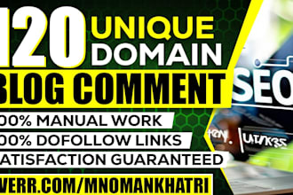 do 120 unique domain blog comment backlinks manual work