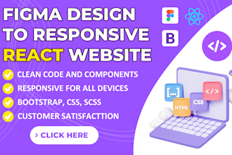 convert figma design to responsive react website, figma to react js bootstrap