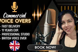 studio quality human female british commercial voice over