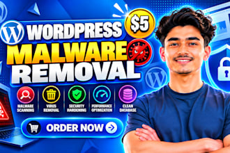 fix hacked website, malware removal from wordpress n full hossting cpanel server