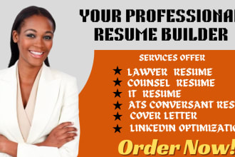 write a lawyer resume, counsel resume, criminal defense,  cover letter, linkedin