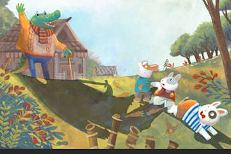 illustrate wondrous cartoonish children book illustration