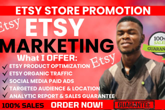 do etsy shop promotion and etsy SEO for etsy traffic and  boost sales guarantee