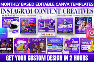 design instagram content creatives with editable canva templates in 2 hours