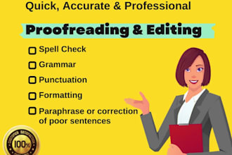 professionally proofread, paraphrase, line edit, format