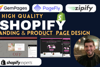 design shopify product landing page with gempages, zipify page design, pagefly