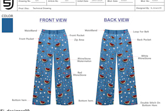 create professional clothing tech pack ready for factory