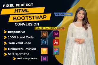 convert psd to html, xd to html, psd to html responsive bootstrap 5