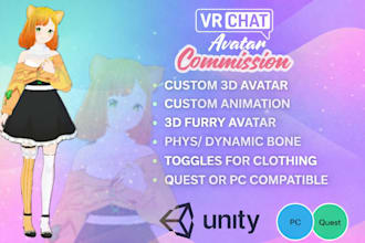 create a custom vrchat avatar optimized for PC, quest, and vtubing