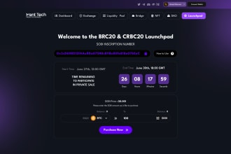 develop bitcoin brc20 and cbrc20 token launchpad