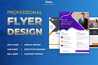design engaging one pager, executive summary, one sheet, annual report, or flyer
