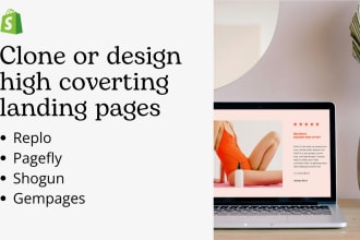 be your shopify expert landing page design with replo, pagefly, shogun, gempages