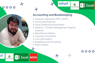 handle bookkeeping, accounts cleanup, bank reconciliation, financial reporting