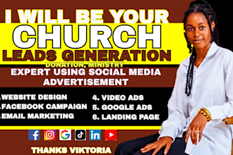 church leads ministry website, church facebook ads campaign google ads tiktok ad