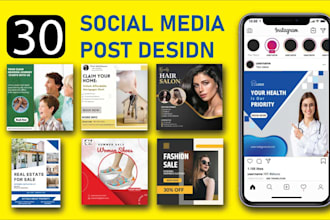 design 30 creative social media post, banner, and poster design expert