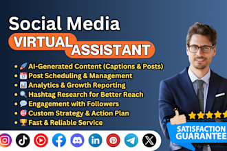 be your social media virtual assistant for instagram, tiktok, facebook, linkedin