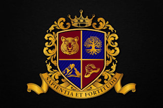 design unique luxury vintage heraldic coat of arms and family crest logo
