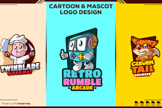 design cute cartoon logo, mascot character, and illustration for your brand