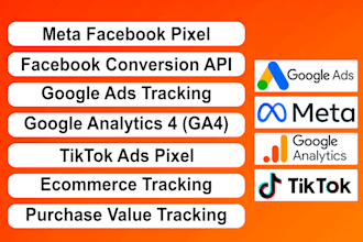 setup meta facebook pixel, google ads conversion tracking, analytics 4, tiktok