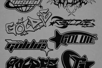 design y2k typeface streetwear logo for your clothing brand