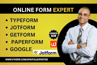 create online survey using google form jot form typeform  getform