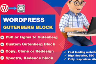 develop a responsive wordpress website with gutenberg block