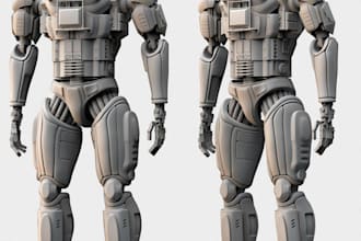 do robotic cyborg humanoid character 3d sci fi mech cyberpunk spaceship modeling