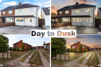 convert real estate images to stunning day to dusk, virtual twilight