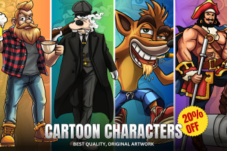 draw any cartoon character illustration for brand, t shirt, album cover