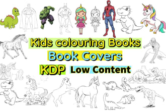 do kids coloring book, cover design, kids activity book for amazon kdp, etsy