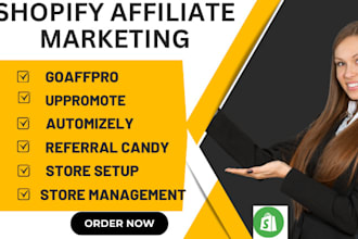 design shopify store affiliate marketing uppromote referral candy goaffpro