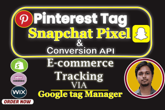 fix or setup pinterest tag, snapchat pixel conversion API for ecommerce tracking